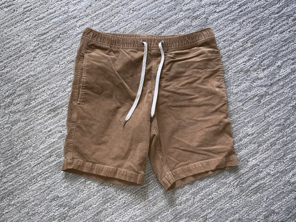 Vuori Mens L Brown Optimist Corduroy Shorts Elastic Waist Drawstring Casual